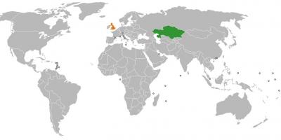 قازقستان کے مقام پر دنیا کے نقشے
