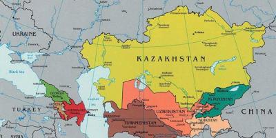 نقشہ قازقستان کے ارد گرد کے ممالک